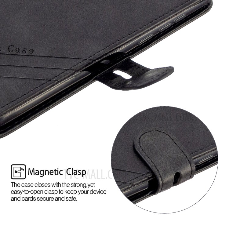 Wallet Leather Stand Phone Cover Case with Lanyard for Moto G8 Power - Black-7