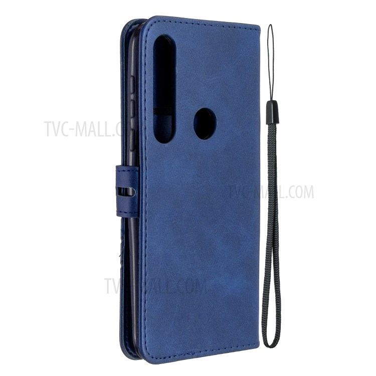 Wallet Leather Stand Phone Cover with Lanyard for Motorola Moto G8 Play - Blue-3