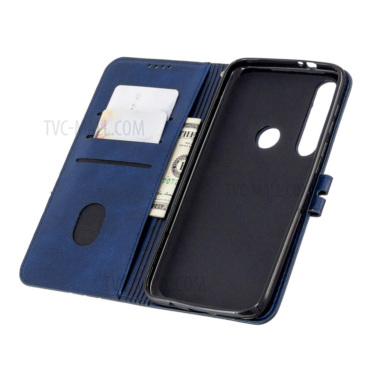 Wallet Leather Stand Phone Cover with Lanyard for Motorola Moto G8 Play - Blue-6