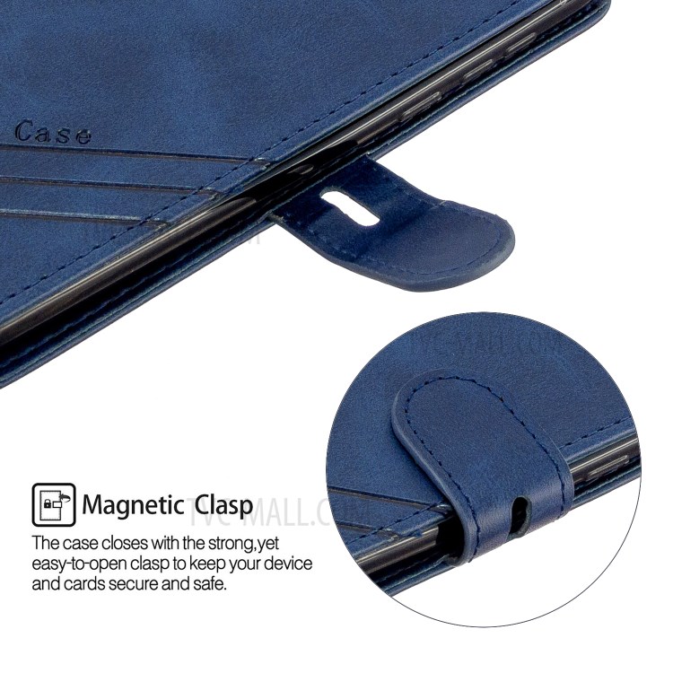 Wallet Leather Stand Phone Cover with Lanyard for Motorola Moto G8 Play - Blue-7