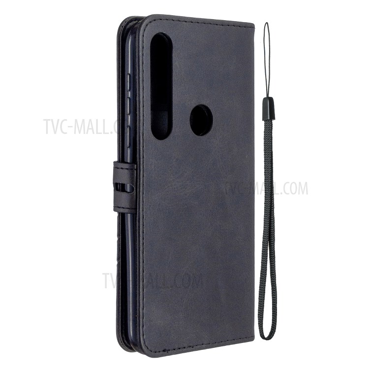 Wallet Leather Stand Phone Case with Lanyard for Motorola Moto G8 Plus - Black-3