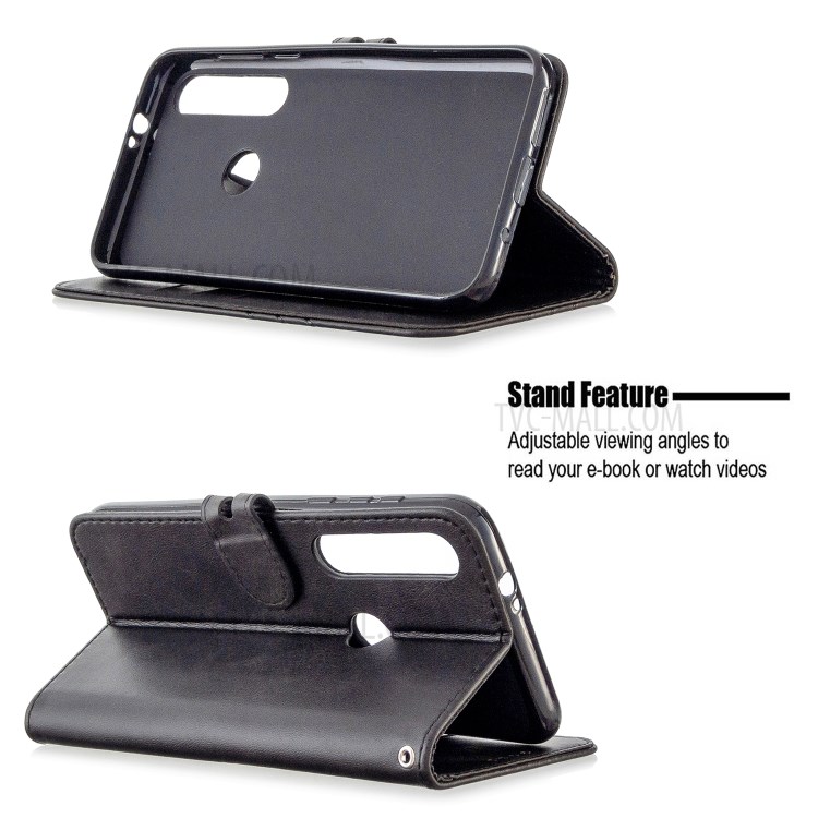 Wallet Leather Stand Phone Case with Lanyard for Motorola Moto G8 Plus - Black-5