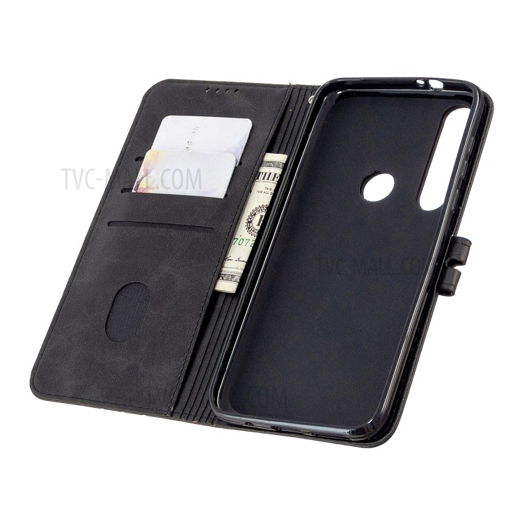 Wallet Leather Stand Phone Case with Lanyard for Motorola Moto G8 Plus - Black-6