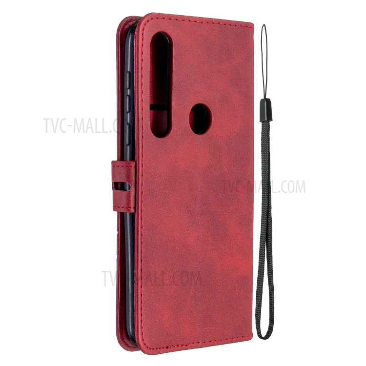 Wallet Leather Stand Phone Case with Lanyard for Motorola Moto G8 Plus - Red-3