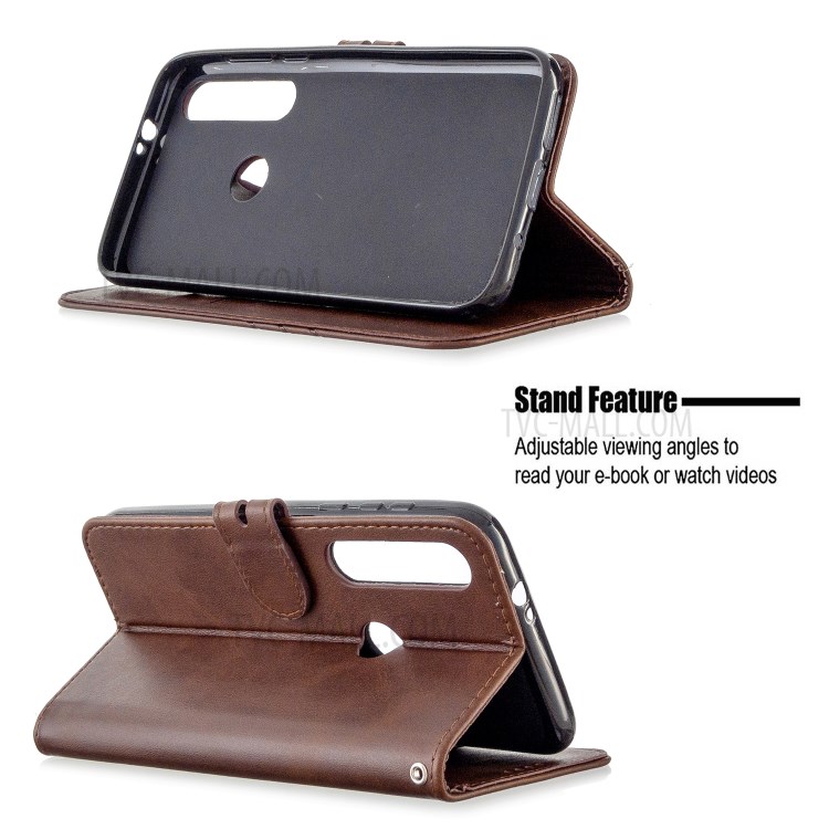 Wallet Leather Stand Phone Case with Lanyard for Motorola Moto G8 Plus - Coffee-5