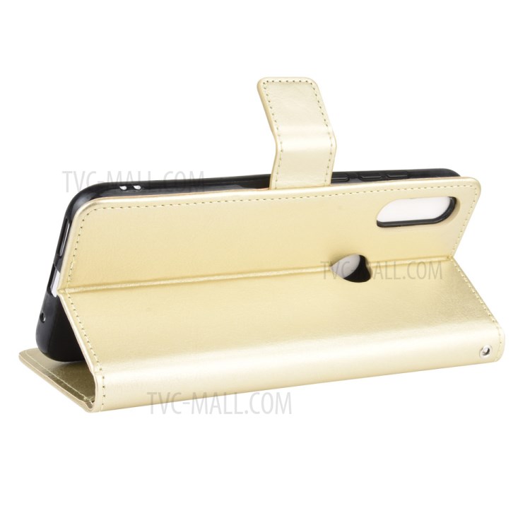 Crazy Horse Leather Cover with Wallet Stand Mobile Phone Shell for Motorola Moto E (2020) - Gold-6