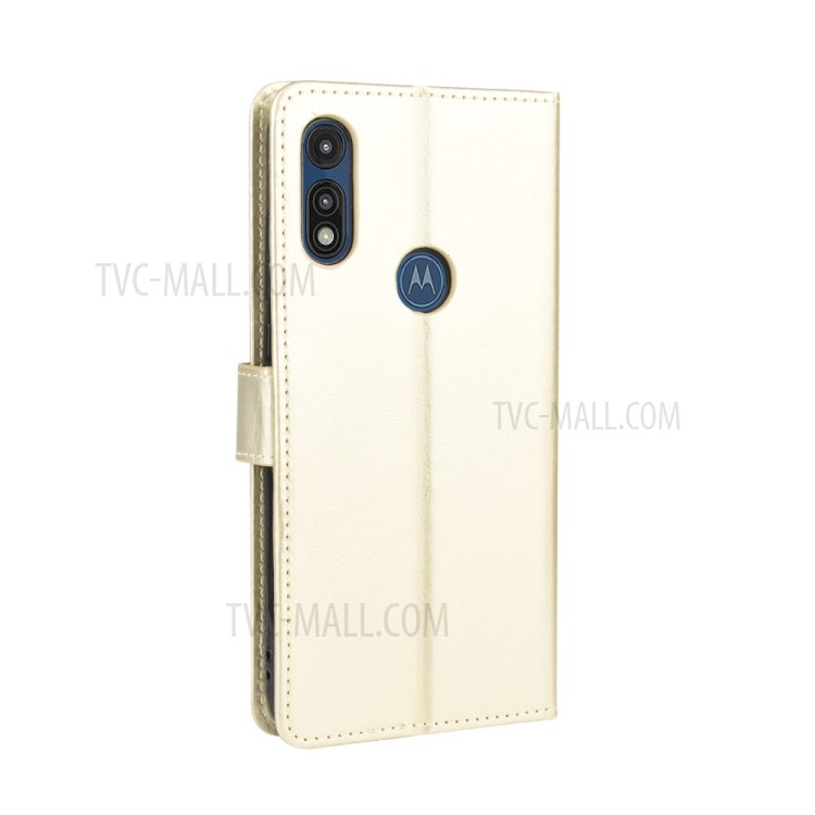 Crazy Horse Leather Cover with Wallet Stand Mobile Phone Shell for Motorola Moto E (2020) - Gold-7