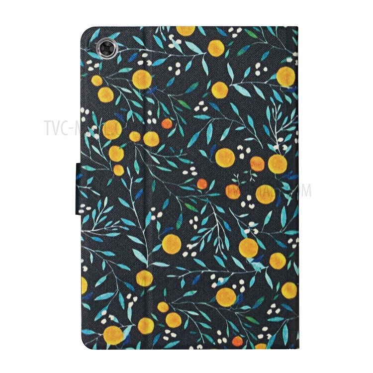 Flower Pattern Printing Card Holder Stand Tablet Cover Case for Lenovo Smart Tab M10FHD - Orange-3