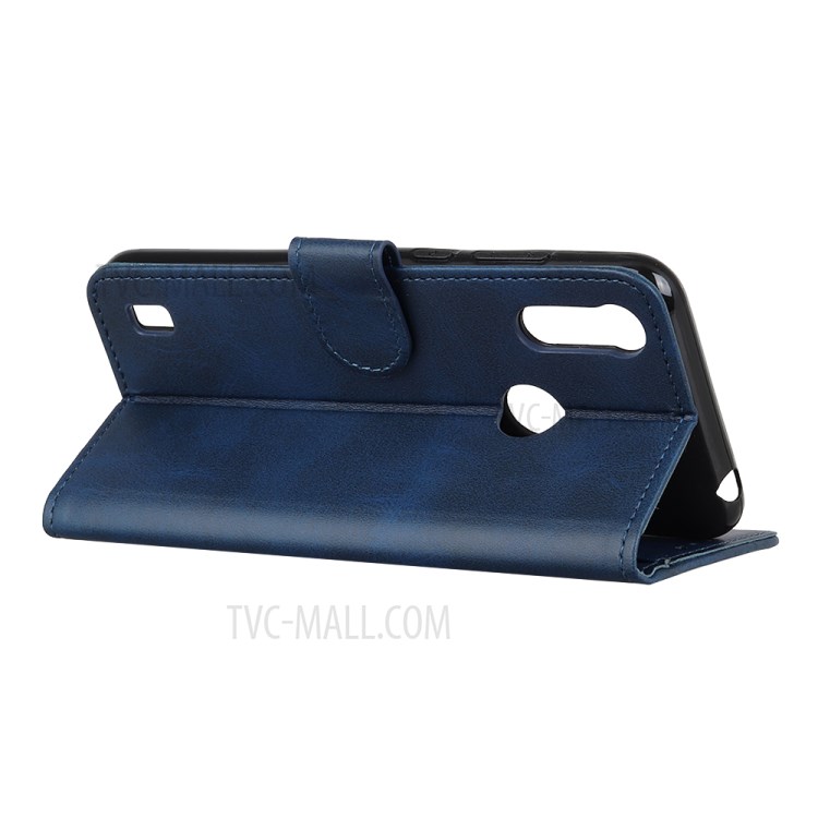 PU Leather Wallet Stand Cell Phone Cover for Motorola Moto E6s (2020) - Blue-4