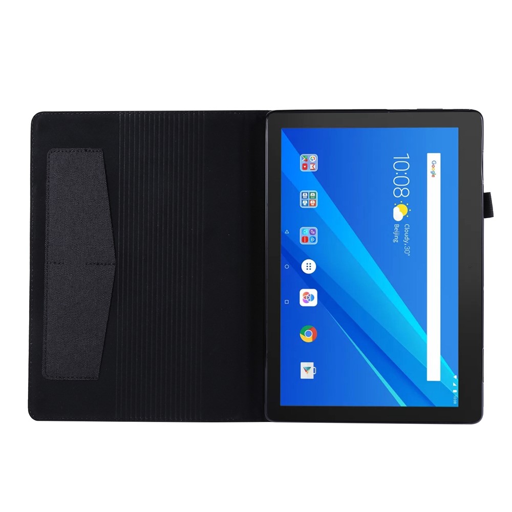 Cloth Texture Leather Tablet Shell with Card Holder Stand for Lenovo Tab E10 - Black-2