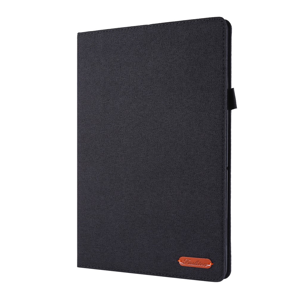 Cloth Texture Leather Tablet Shell with Card Holder Stand for Lenovo Tab E10 - Black-3