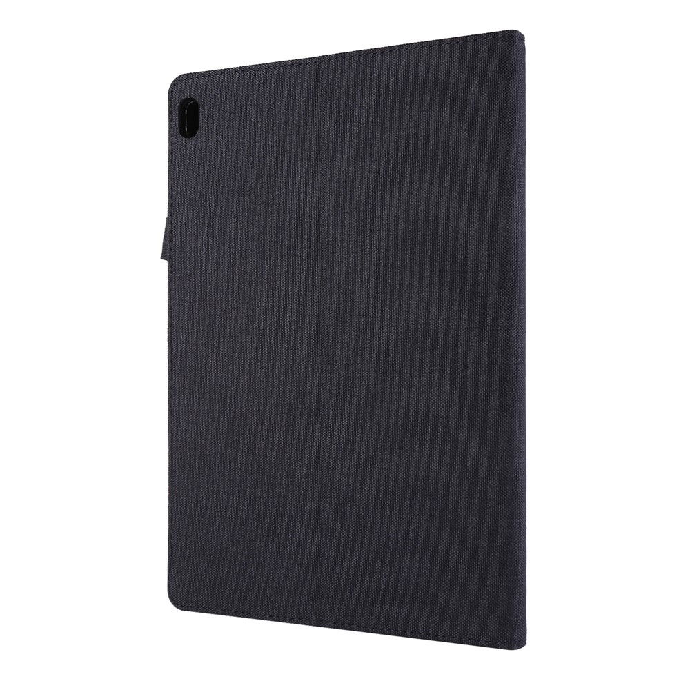 Cloth Texture Leather Tablet Shell with Card Holder Stand for Lenovo Tab E10 - Black-4