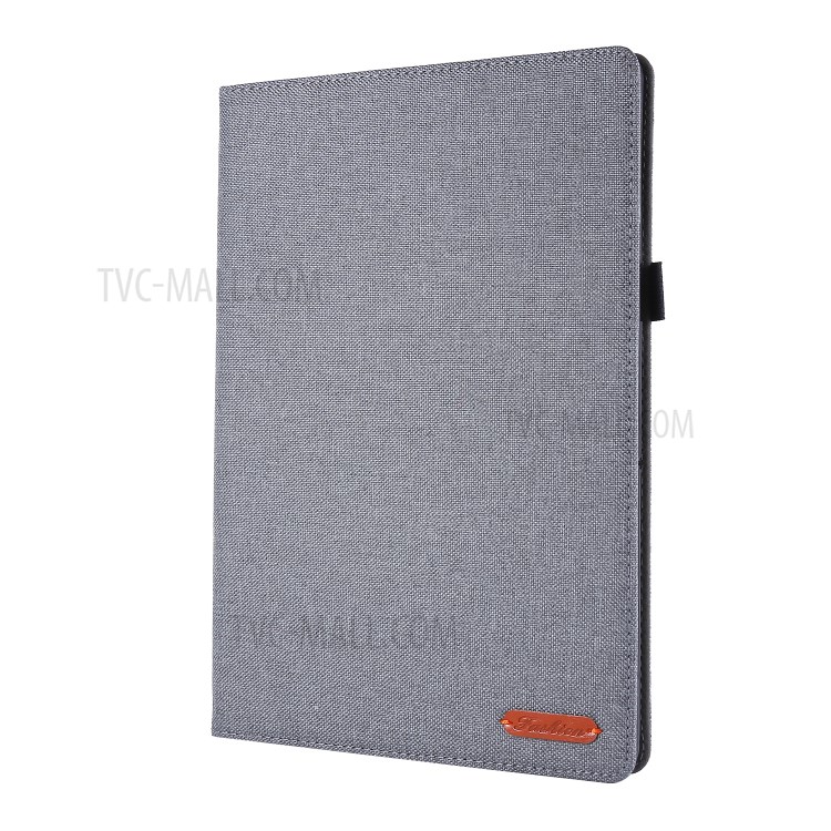 Cloth Texture Leather Tablet Shell with Card Holder Stand for Lenovo Tab E10 - Grey-3