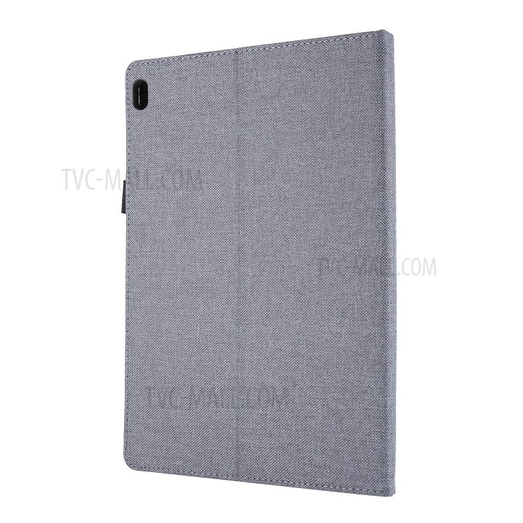 Cloth Texture Leather Tablet Shell with Card Holder Stand for Lenovo Tab E10 - Grey-4
