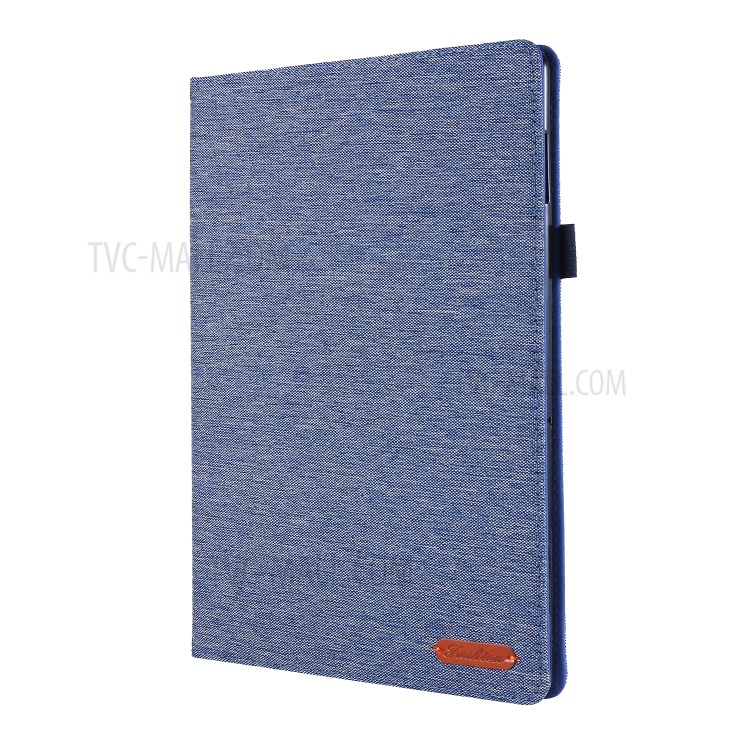 Cloth Texture Leather Tablet Shell with Card Holder Stand for Lenovo Tab E10 - Blue-3