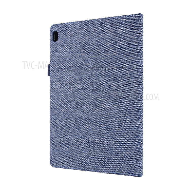 Cloth Texture Leather Tablet Shell with Card Holder Stand for Lenovo Tab E10 - Blue-4