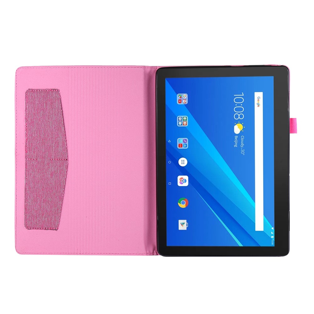 Cloth Texture Leather Tablet Shell with Card Holder Stand for Lenovo Tab E10 - Rose-2