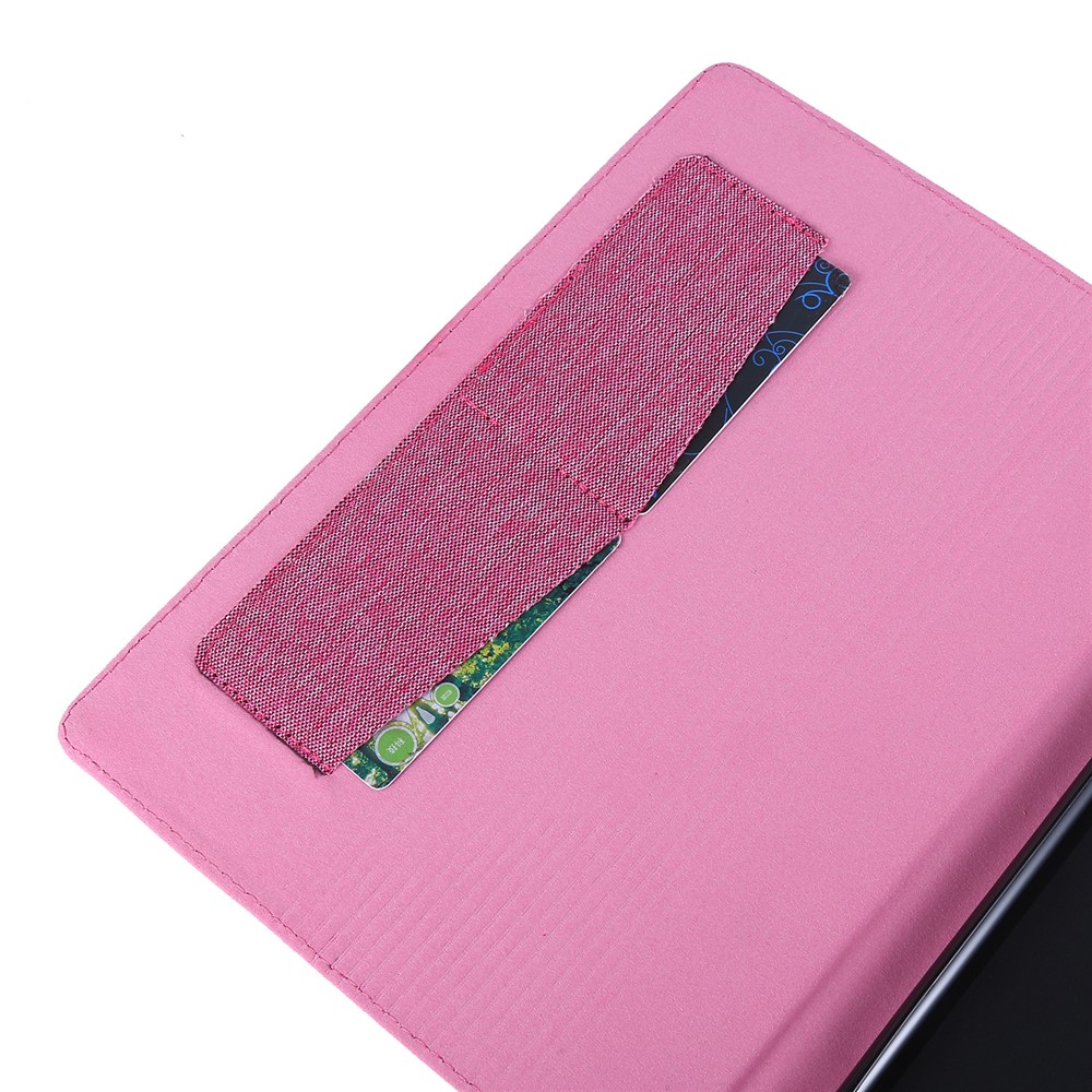 Cloth Texture Leather Tablet Shell with Card Holder Stand for Lenovo Tab E10 - Rose-4