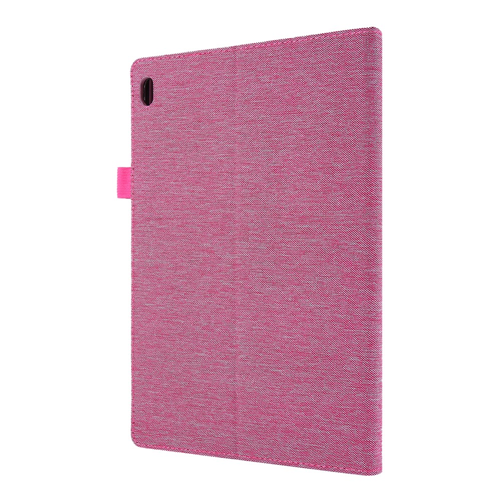 Cloth Texture Leather Tablet Shell with Card Holder Stand for Lenovo Tab E10 - Rose-7