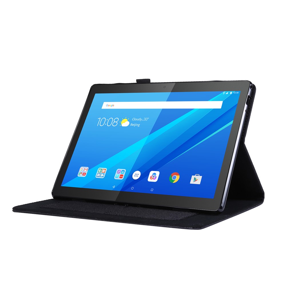 Tuchbeschaffenheit Kartenhalter Lederkasten Für Lenovo Registerkarte P10 - Schwarz-5