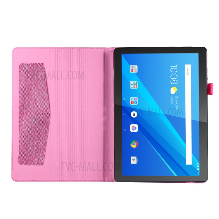 Cloth Texture Card Holder Stand Leather Case for Lenovo Tab P10 - Rose-2
