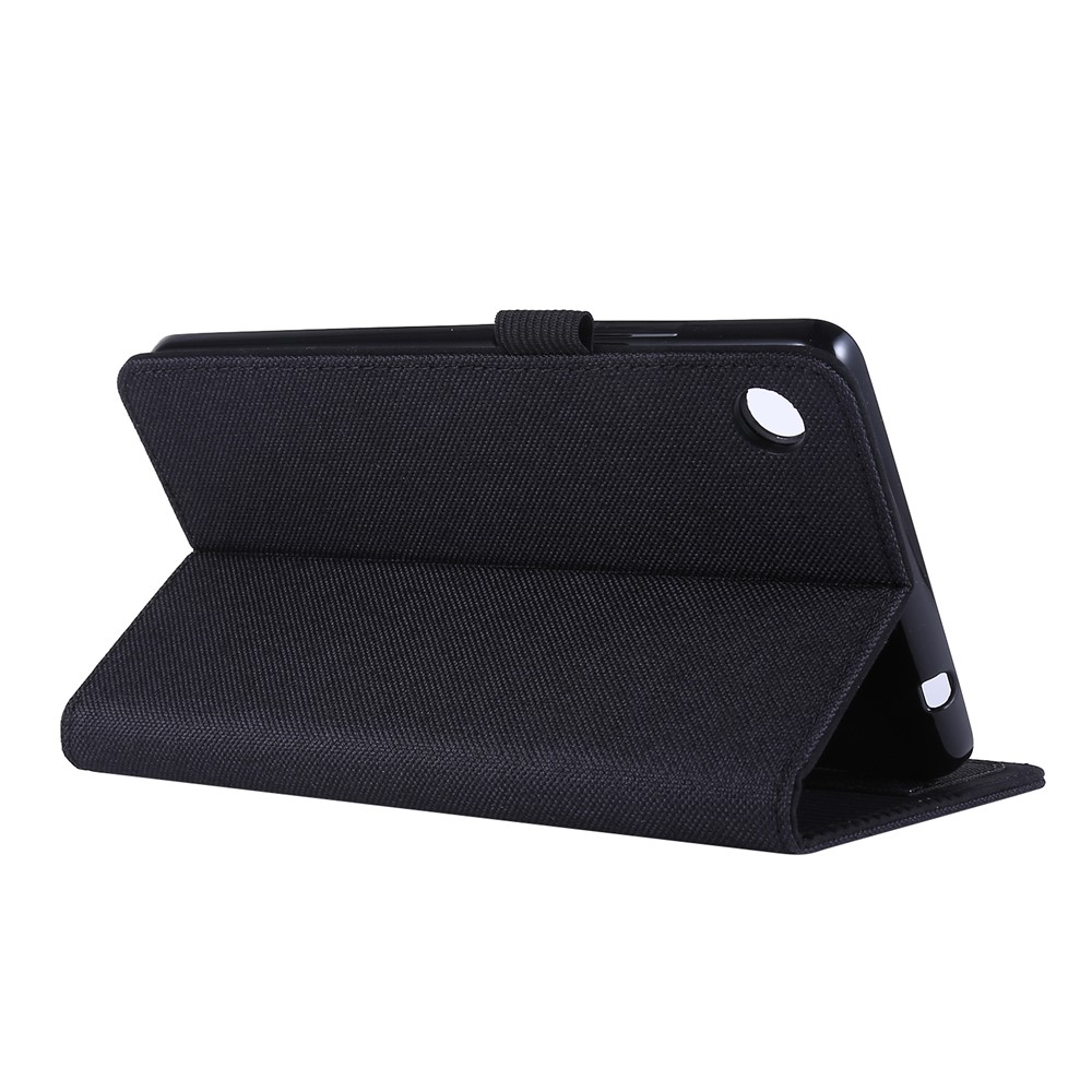 Cloth Texture Card Slots Stand Leather Protective Cover for Lenovo Tab M7 - Black-4