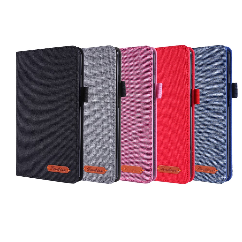 Cloth Texture Card Slots Stand Leather Protective Cover for Lenovo Tab M7 - Black-9