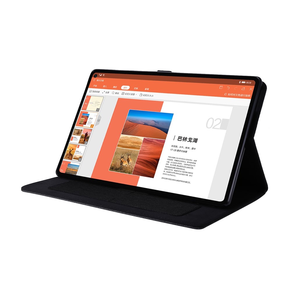 Para Lenovo Tab M10 Plus Caso de Couro Resistente à Capa Flip Taplet Com Slots de Cartão Stand - Preto