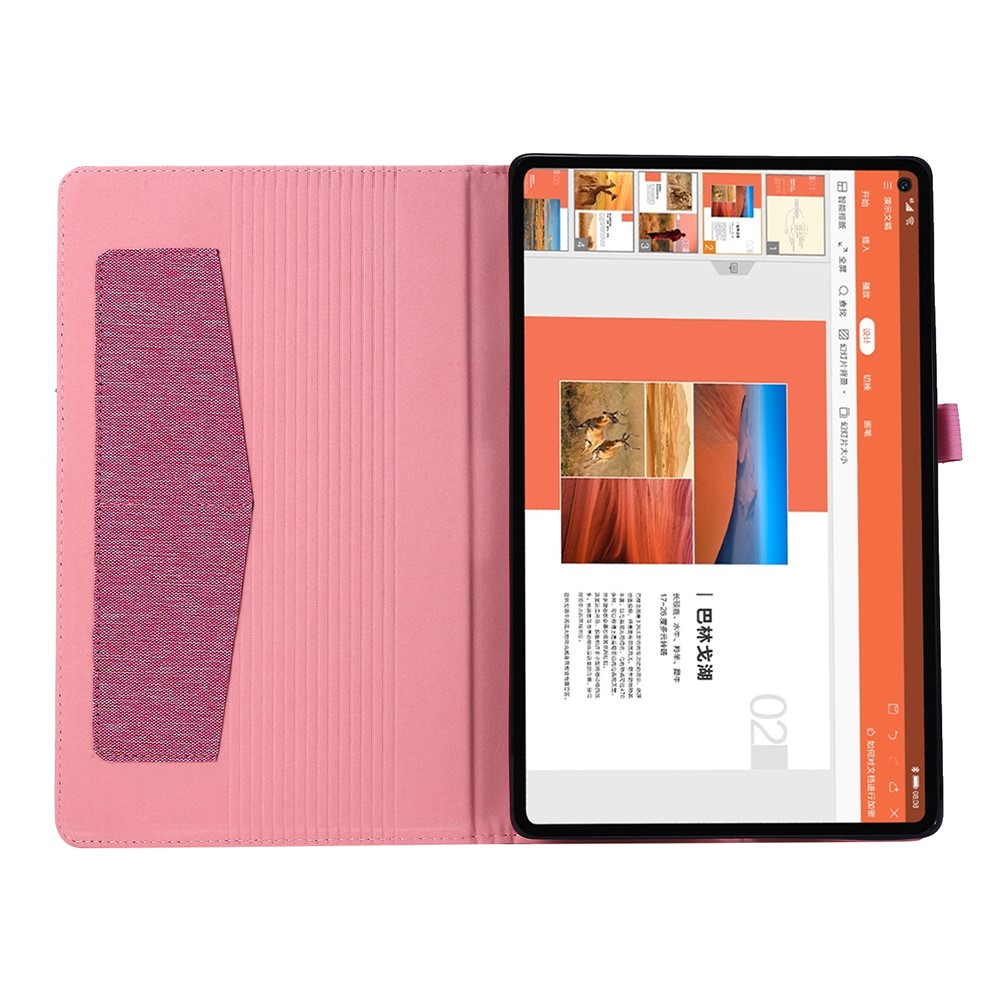 For Lenovo Tab M10 Plus Leather Case Scratch Resistant Flip Tablet Cover with Stand Card Slots - Pink-2