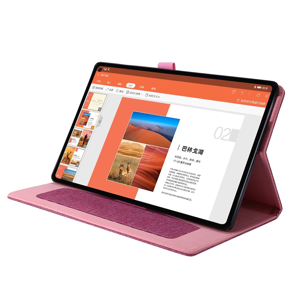 Cloth Texture Card Slots Stand Leather Protective Case for Lenovo Tab M10 Plus - Pink-5