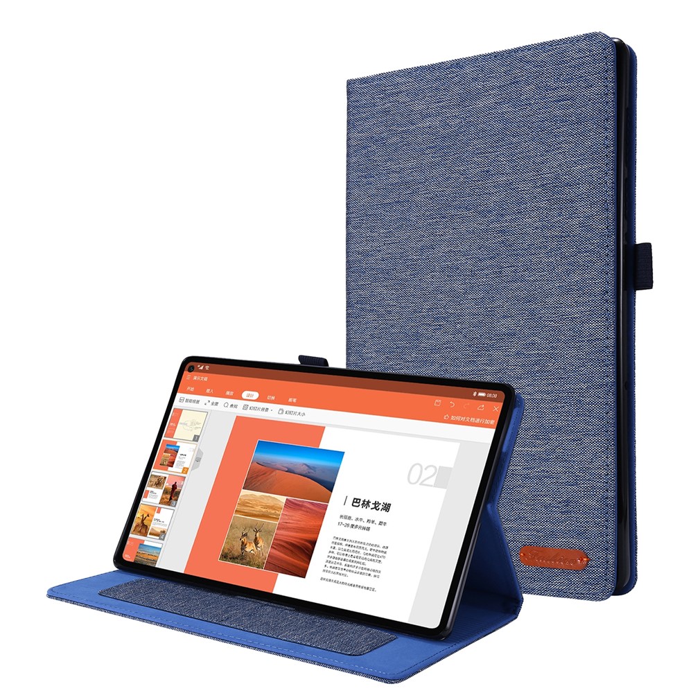 Cloth Texture Card Slots Stand Leather Protective Case for Lenovo Tab M10 Plus - Blue-1