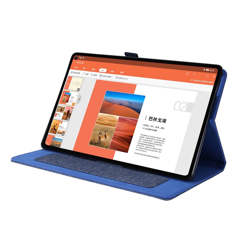 Cloth Texture Card Slots Stand Leather Protective Case for Lenovo Tab M10 Plus - Blue-8