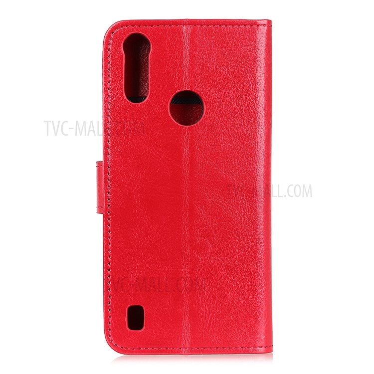 Crazy Horse Texture Leather Shell for Motorola Moto E6s (2020) - Red-8