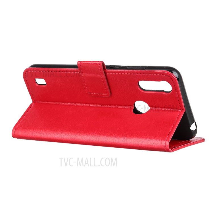 Crazy Horse Texture Leather Shell for Motorola Moto E6s (2020) - Red-9