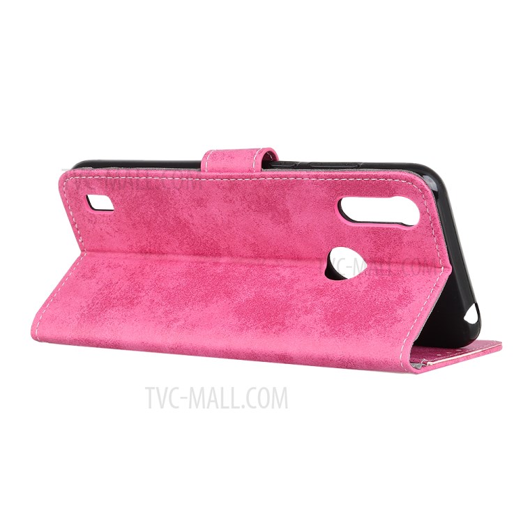 Retro Leather Wallet Phone Case for Motorola Moto E6s (2020) - Rose-4