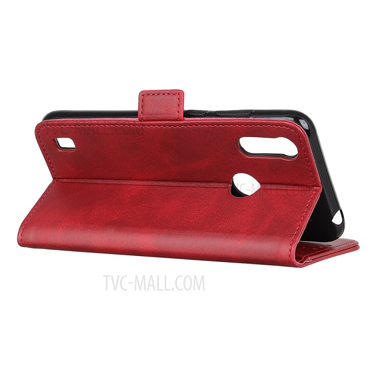 Magnetic PU Leather Wallet Shell for Motorola Moto E6s (2020) - Red-6
