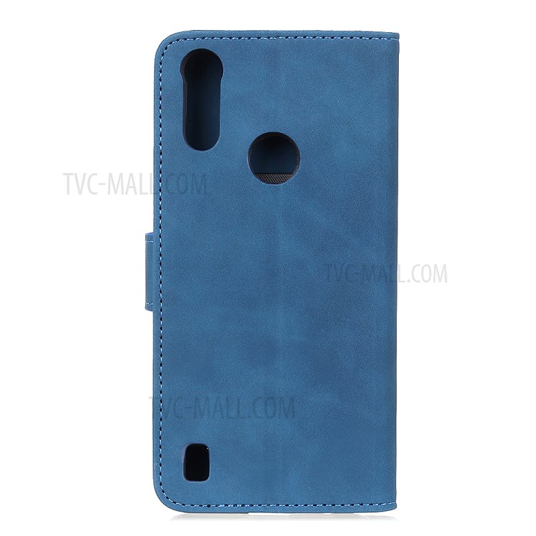 KHAZNEH Retro Leather Stand Phone Case for Motorola Moto E6s (2020) - Blue-2