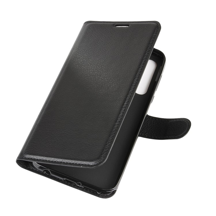 Litchi Skin Wallet Leather Shell for Motorola Moto G Stylus - Black-3