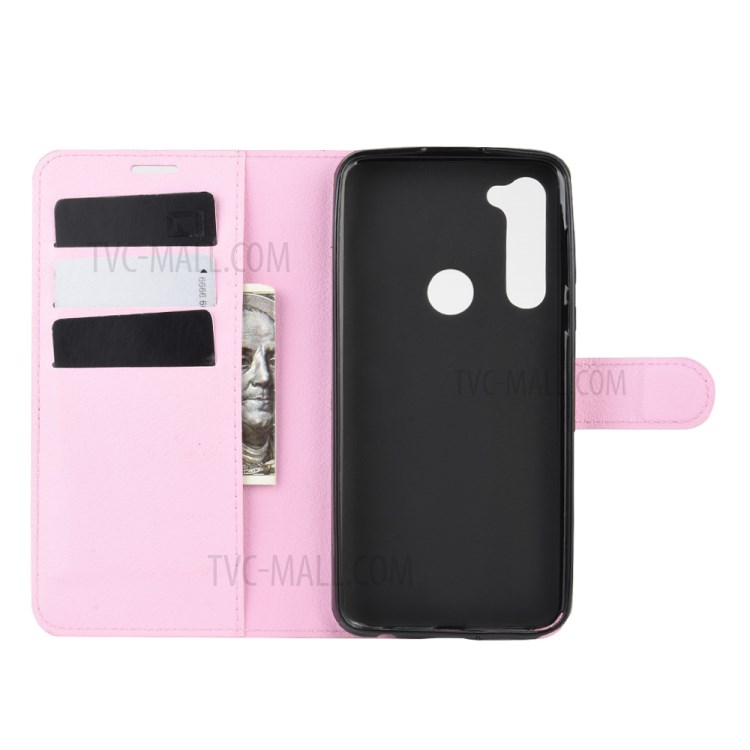 Litchi Skin Wallet Leather Shell for Motorola Moto G Stylus / G Pro - Pink-4