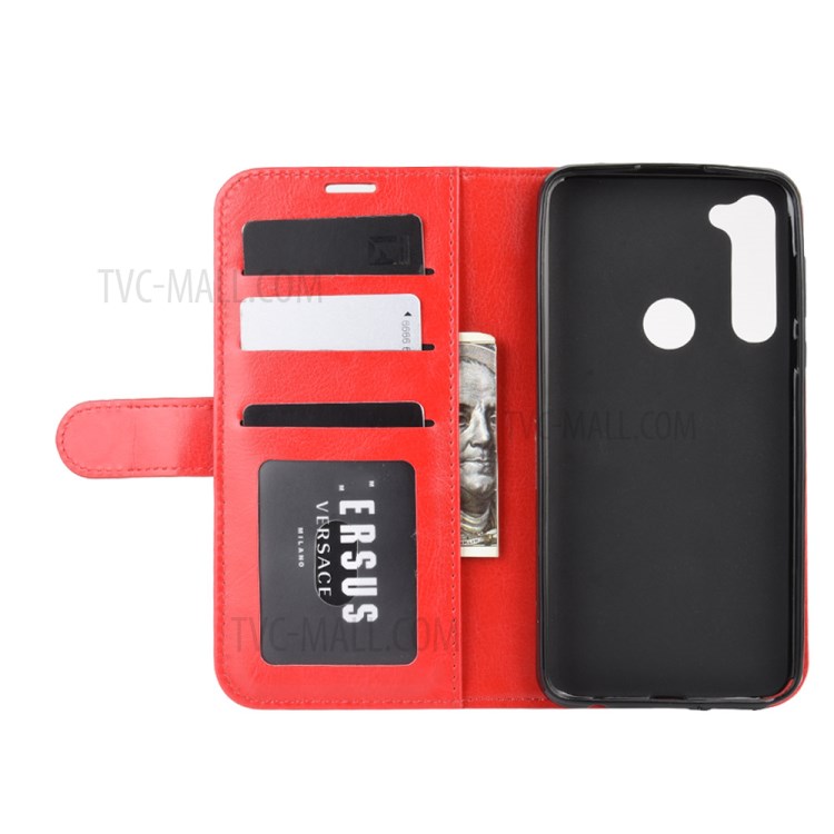 Crazy Horse Wallet Leather Stand Cover Case for Motorola Moto G Stylus - Red-5