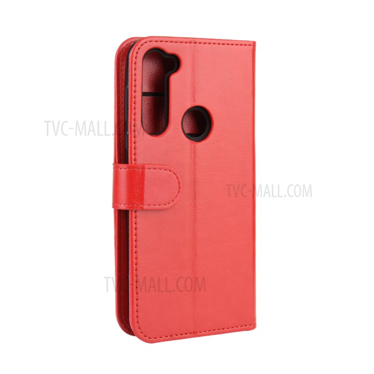 Crazy Horse Wallet Leather Stand Cover Case for Motorola Moto G Stylus - Red-8