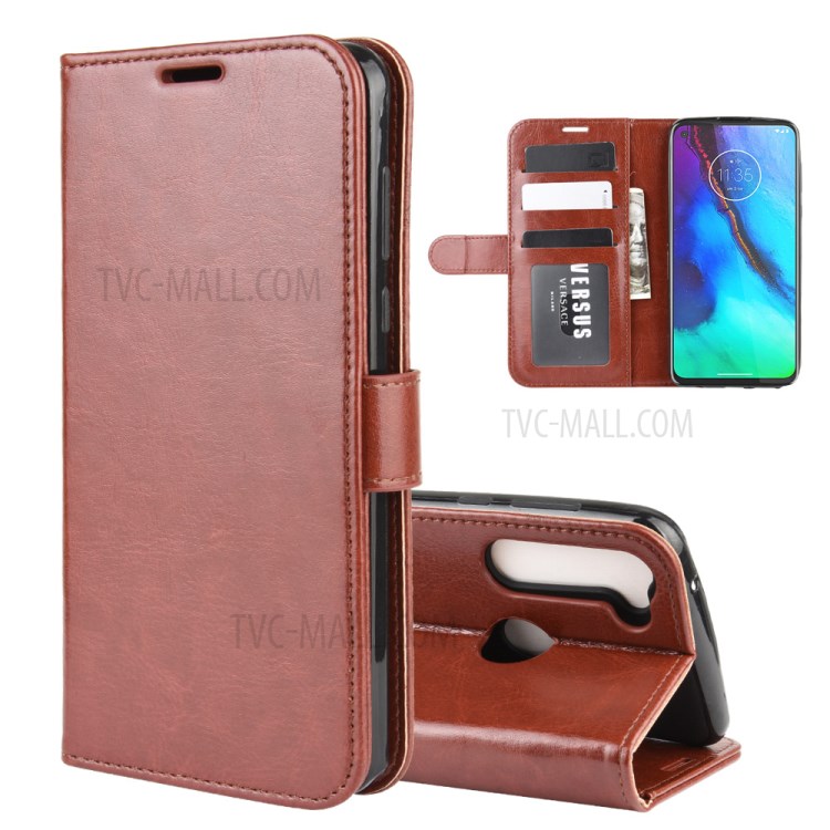 Crazy Horse Wallet Leather Stand Cover Case for Motorola Moto G Stylus - Brown-1