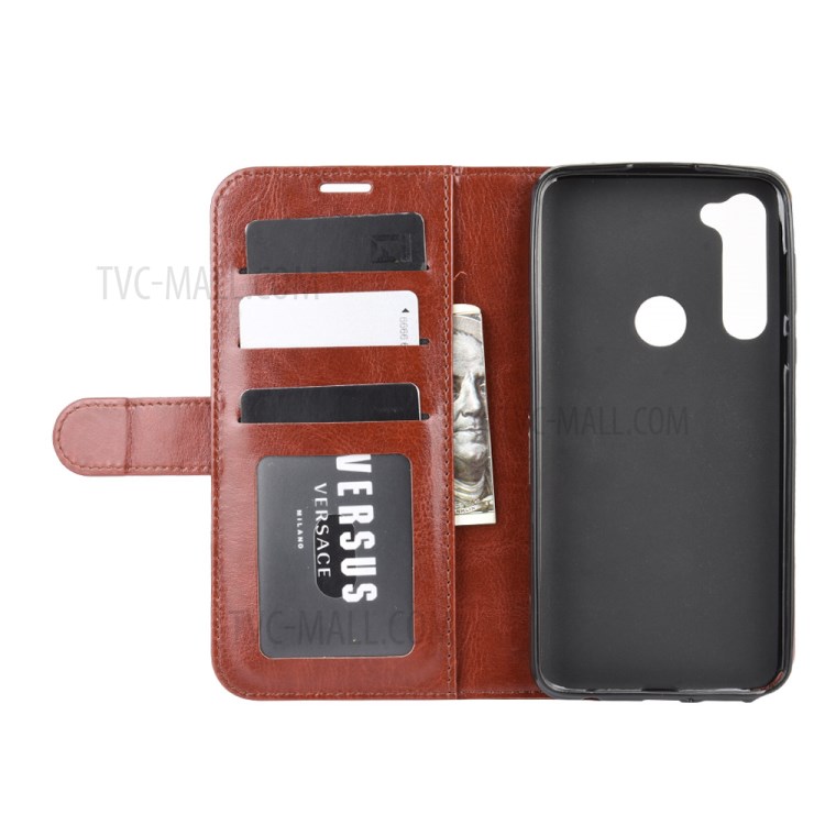Crazy Horse Wallet Leather Stand Cover Case for Motorola Moto G Stylus - Brown-5