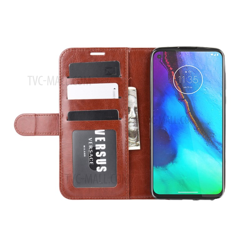 Crazy Horse Wallet Leather Stand Cover Case for Motorola Moto G Stylus - Brown-6