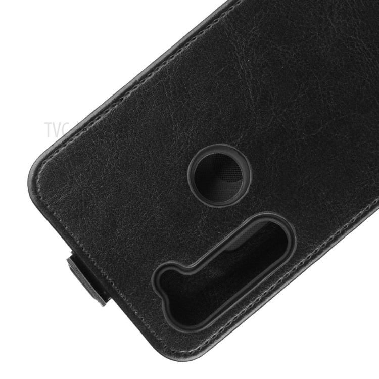 Louco Titular Do Cartão Caso Vertical, Aleta Couro De Cavalo Para Motorola Moto G Stylus - Preto-2