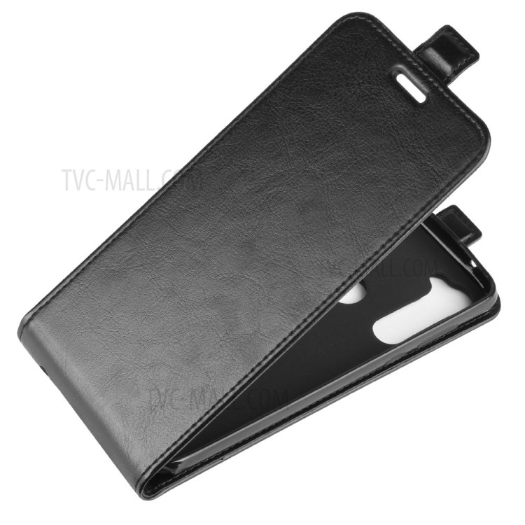 Louco Titular Do Cartão Caso Vertical, Aleta Couro De Cavalo Para Motorola Moto G Stylus - Preto-3