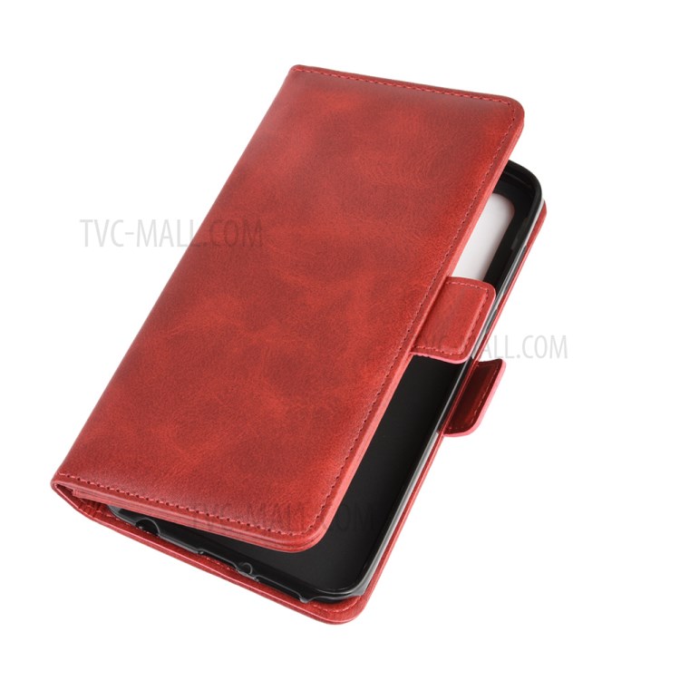 Double Clasp Flip Leather Wallet Stand Case for Motorola Moto G Stylus / G Pro - Red-4