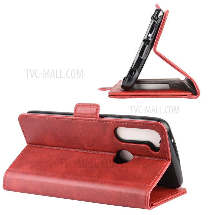 Double Clasp Flip Leather Wallet Stand Case for Motorola Moto G Stylus / G Pro - Red-7