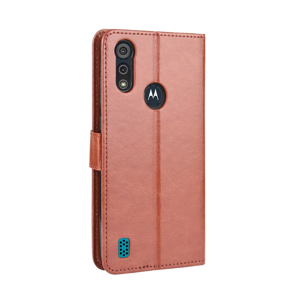 Crazy Horse Texture Wallet Stand Leather Phone Case for Motorola Moto E6s (2020) - Brown-7