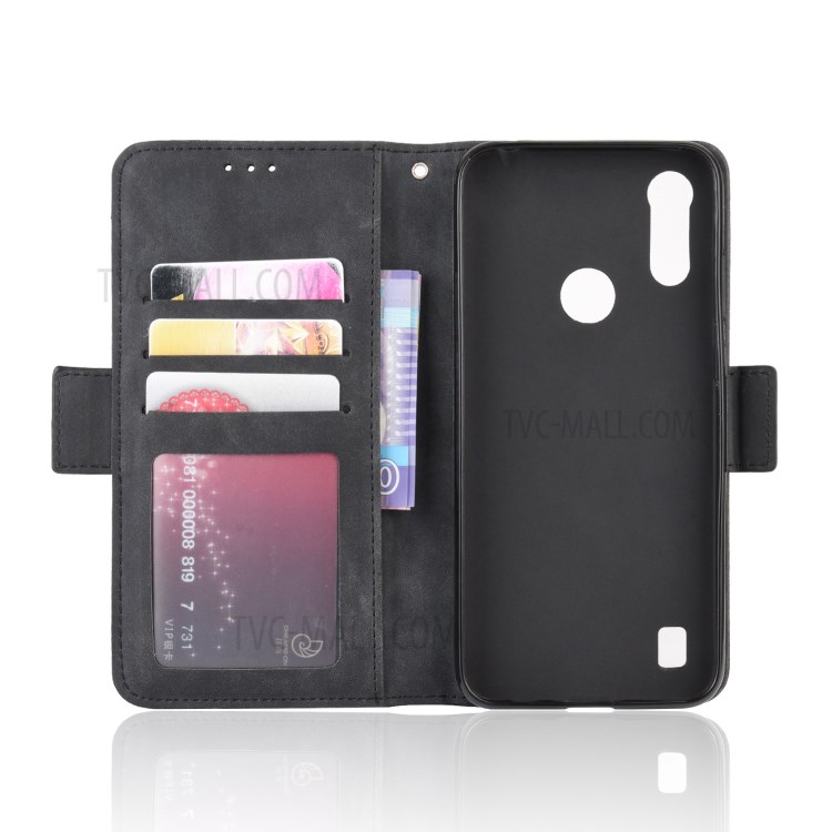 Wallet Stand Flip Leather Phone Cover for Motorola Moto E6s (2020) - Black-5